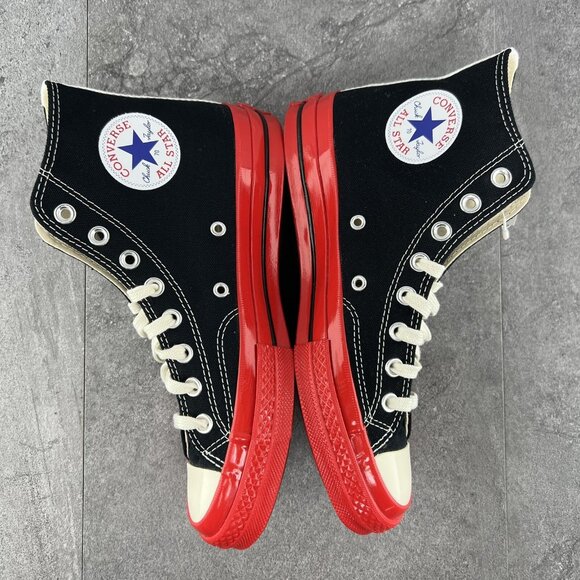 Converse Chuck Taylor All Star 70 Hi Comme Des Garcons Size 8 Mens Black Red - Picture 9 of 10
